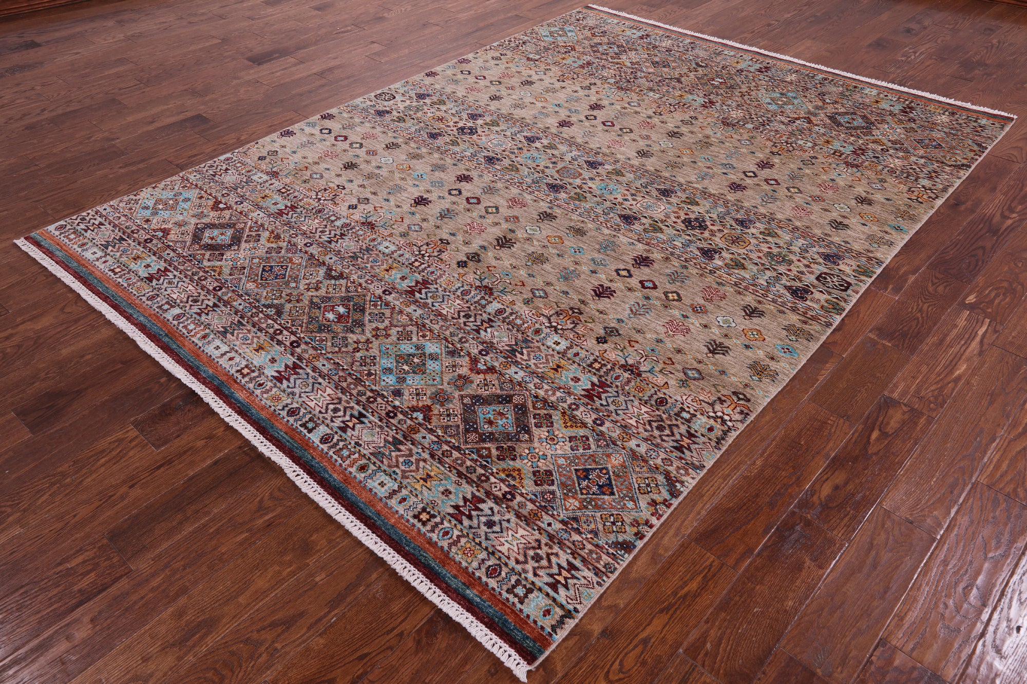Khorjin Persian Gabbeh Hand Knotted Wool Rug - 6' 11" X 9' 7" - Golden Nile