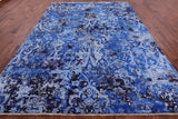 Blue Abstract Modern Hand Knotted Wool & Silk Rug - 9' 1" X 12' 1" - Golden Nile