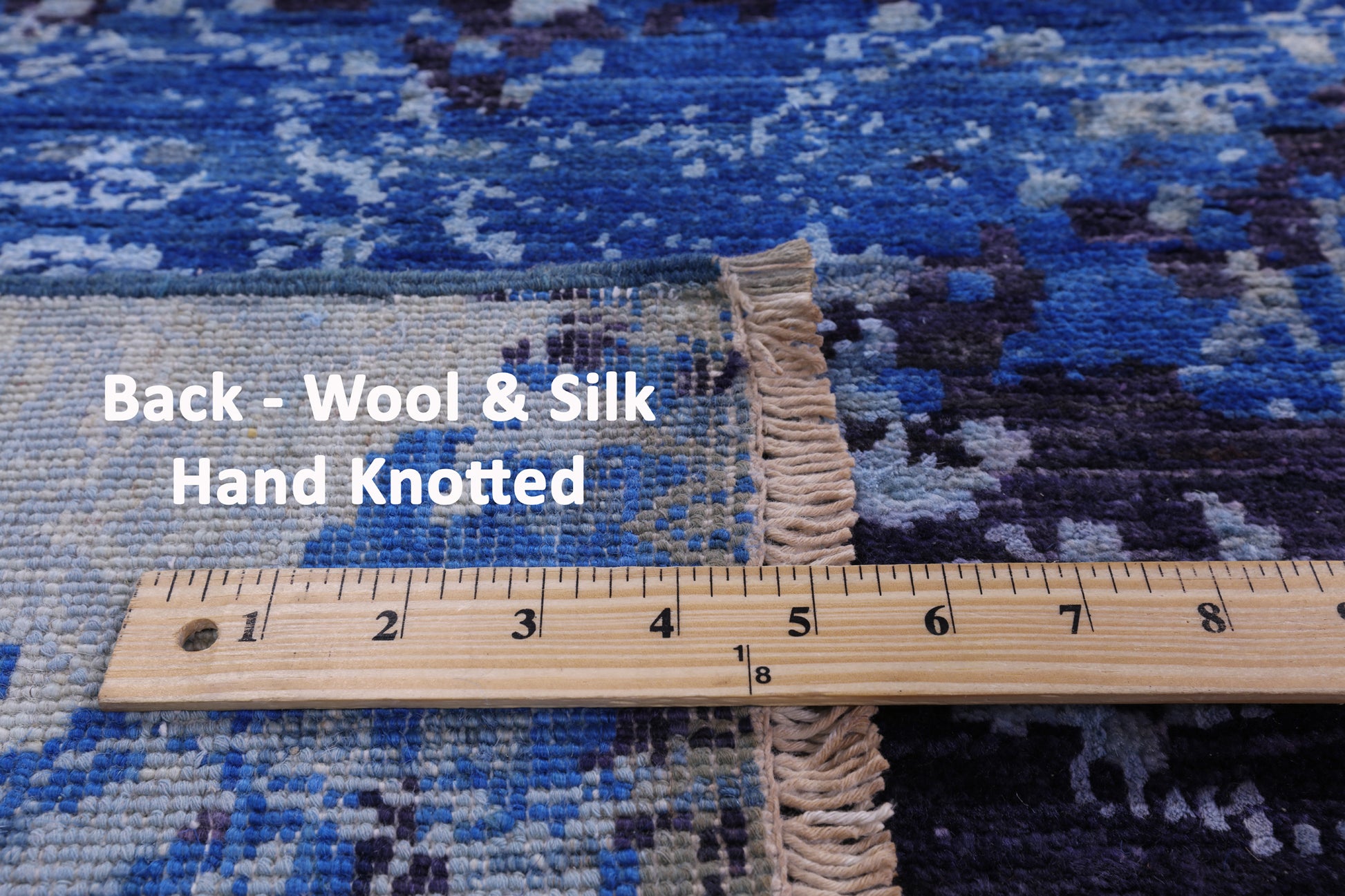 Blue Abstract Modern Hand Knotted Wool & Silk Rug - 9' 1" X 12' 1" - Golden Nile
