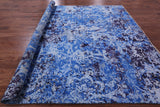 Blue Abstract Modern Hand Knotted Wool & Silk Rug - 9' 1" X 12' 1" - Golden Nile