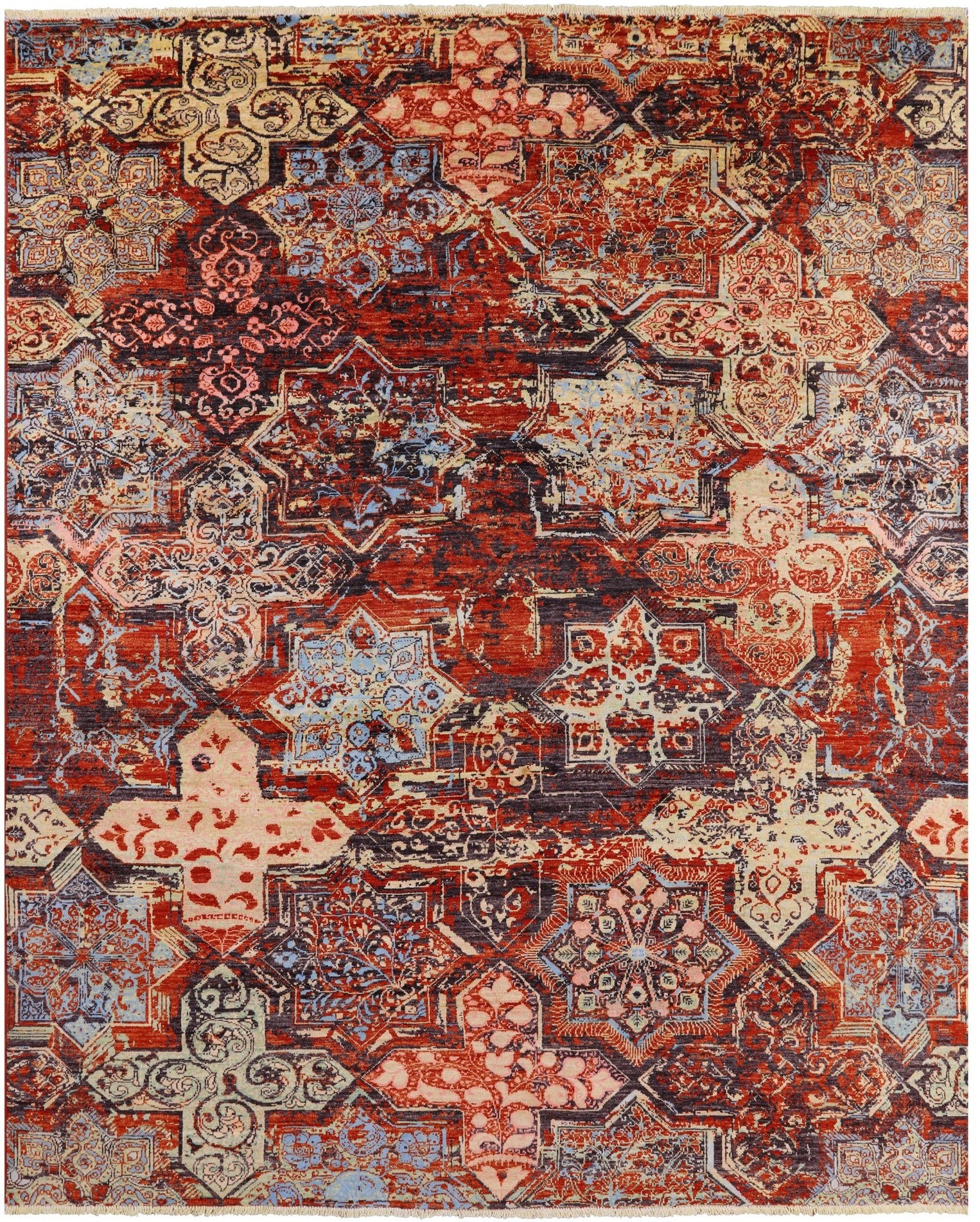 Abstract Modern Handmade Wool & Silk Rug - 8' 2" X 9' 10" - Golden Nile