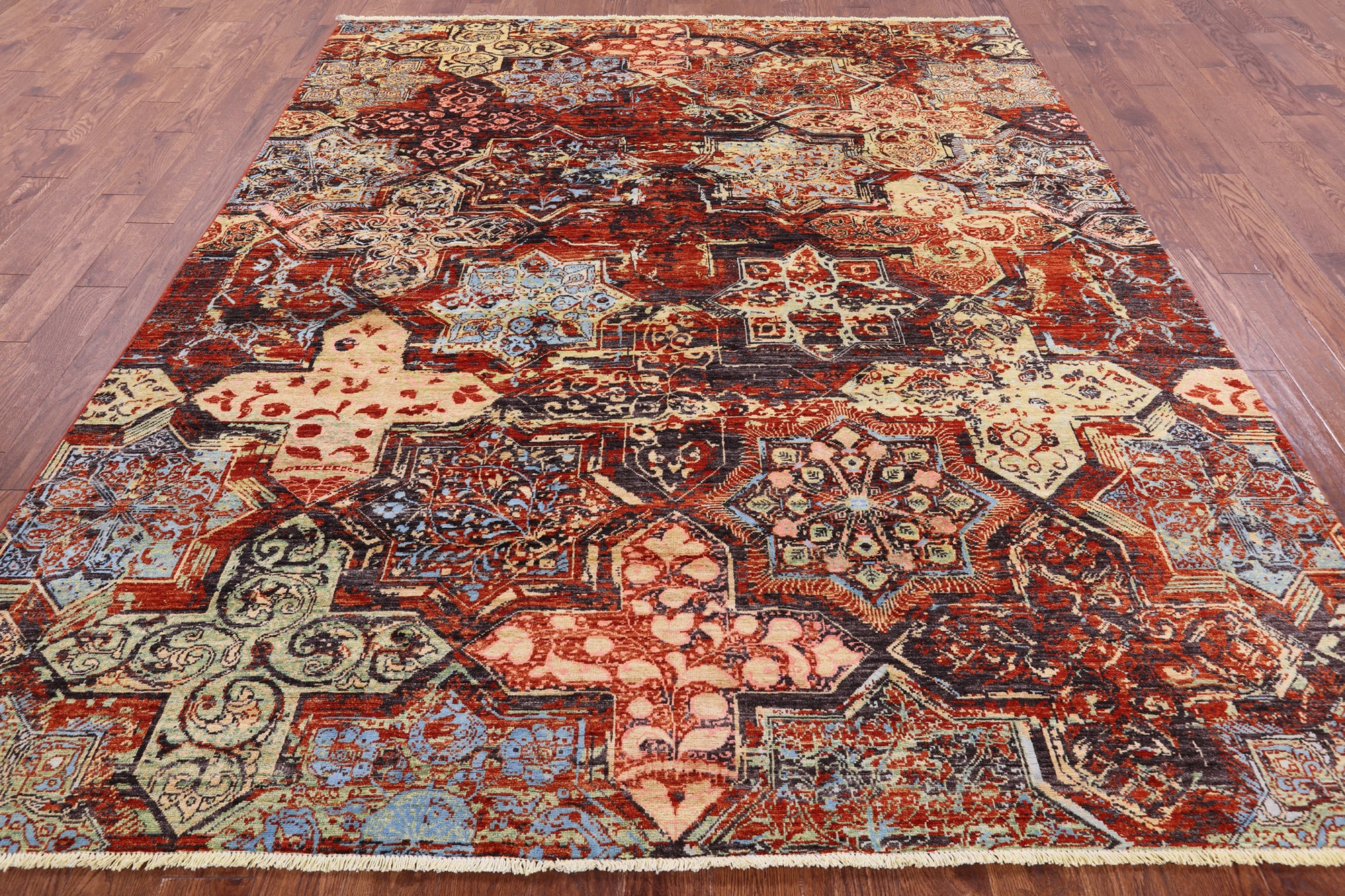 Abstract Modern Handmade Wool & Silk Rug - 8' 2" X 9' 10" - Golden Nile