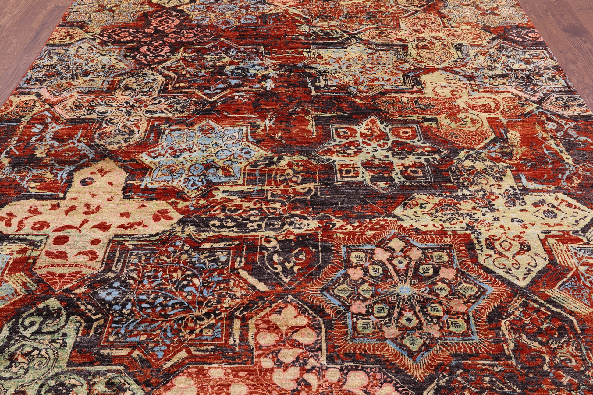 Abstract Modern Handmade Wool & Silk Rug - 8' 2" X 9' 10" - Golden Nile