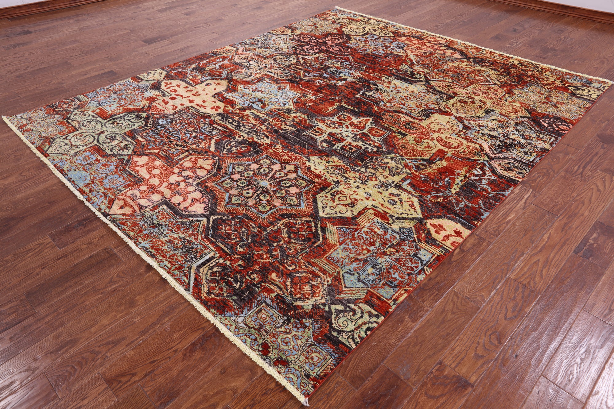Abstract Modern Handmade Wool & Silk Rug - 8' 2" X 9' 10" - Golden Nile