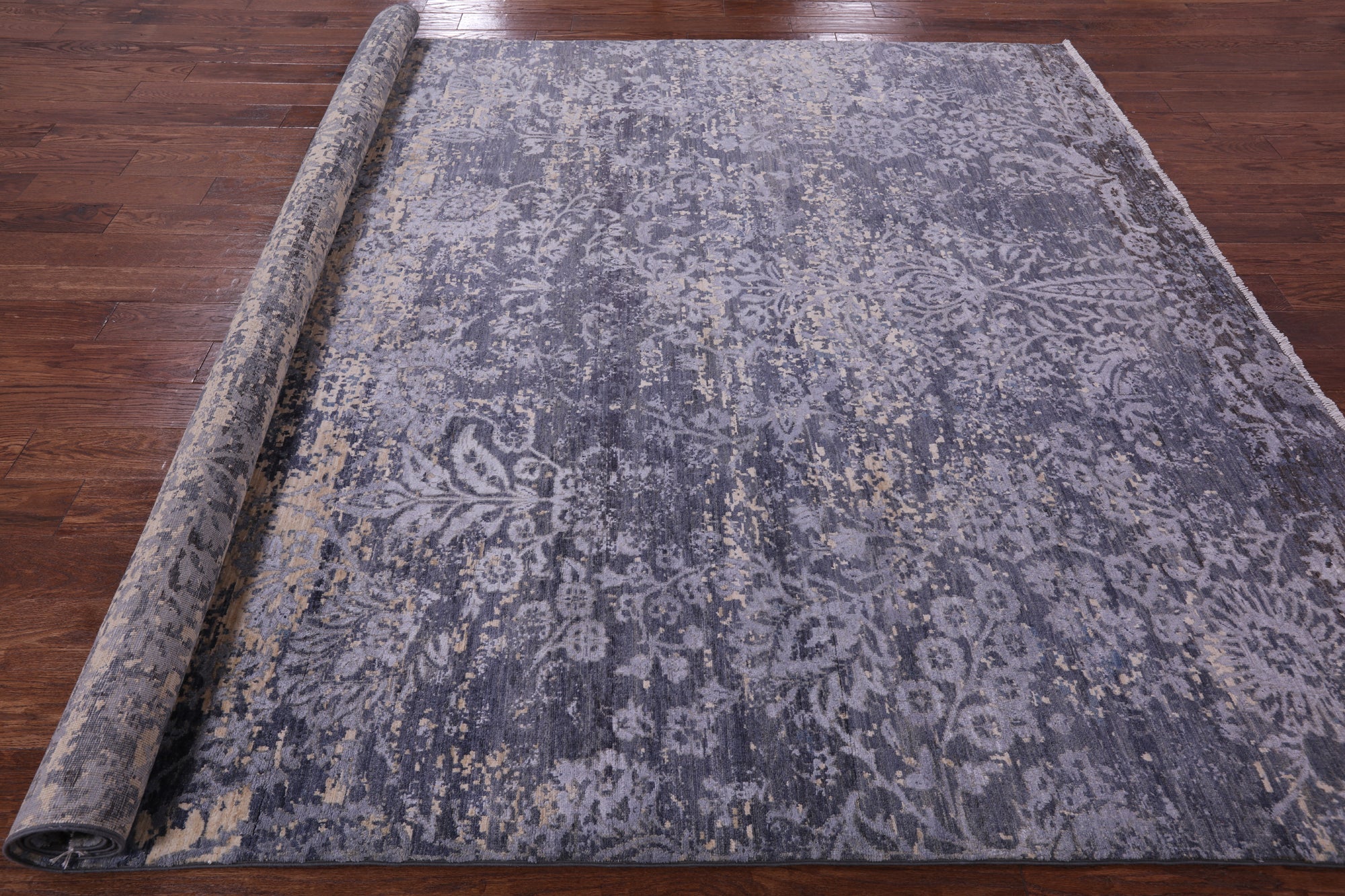 Abstract Modern Hand Knotted Wool & Silk Rug - 8' 2" X 10' 0" - Golden Nile