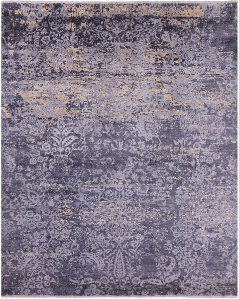 Abstract Modern Hand Knotted Wool & Silk Rug - 8' 2" X 10' 0" - Golden Nile