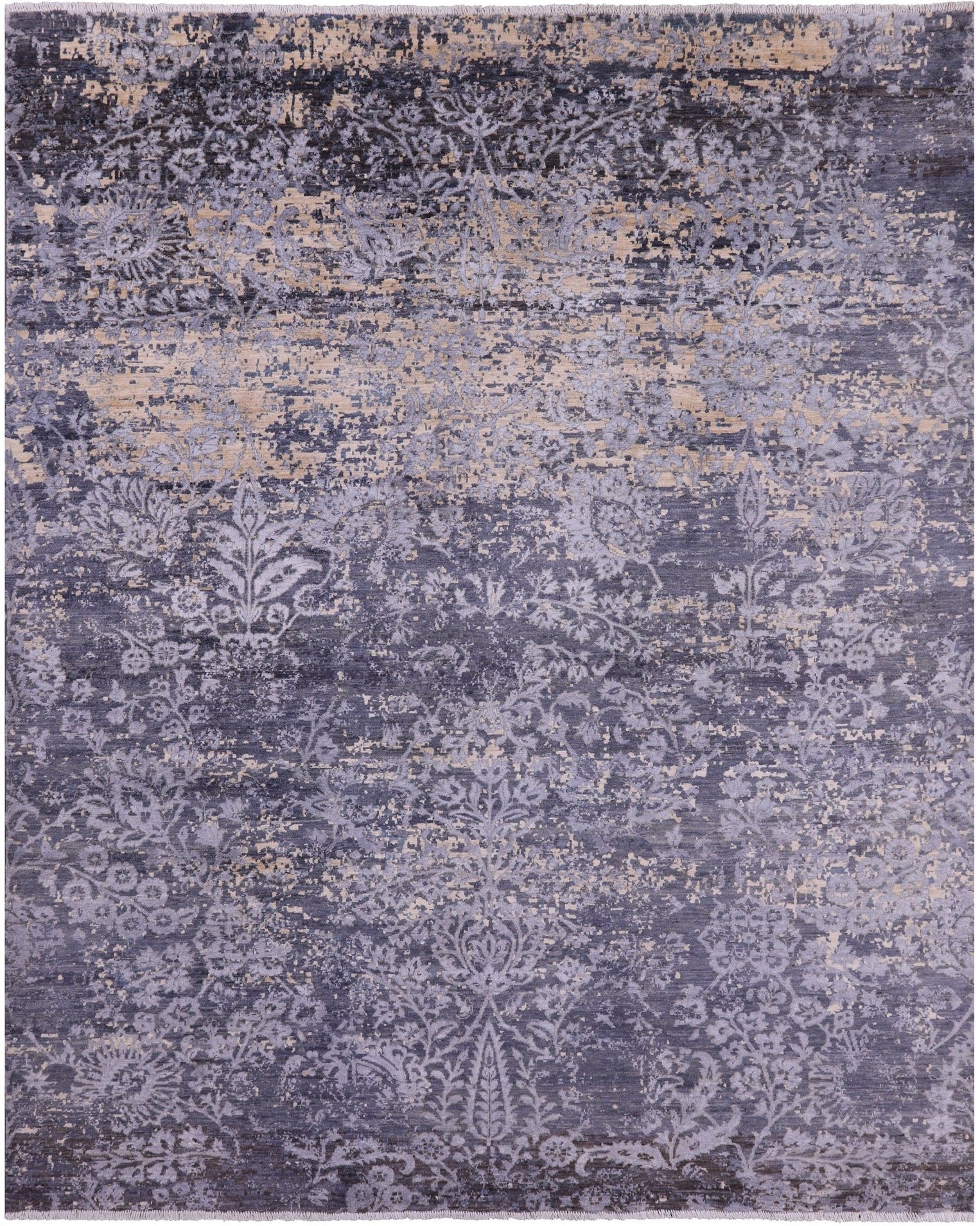 Abstract Modern Hand Knotted Wool & Silk Rug - 8' 2" X 10' 0" - Golden Nile