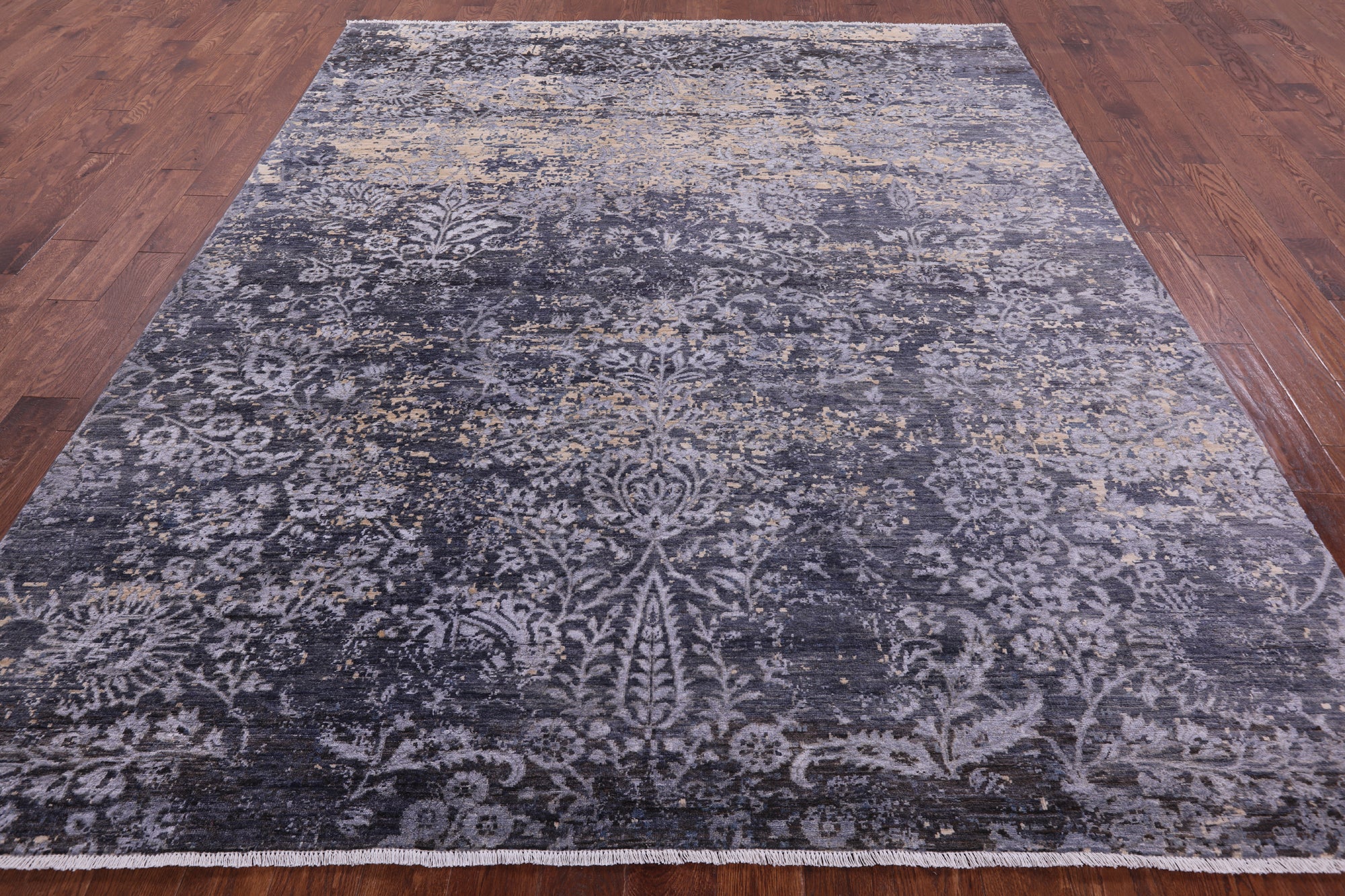 Abstract Modern Hand Knotted Wool & Silk Rug - 8' 2" X 10' 0" - Golden Nile