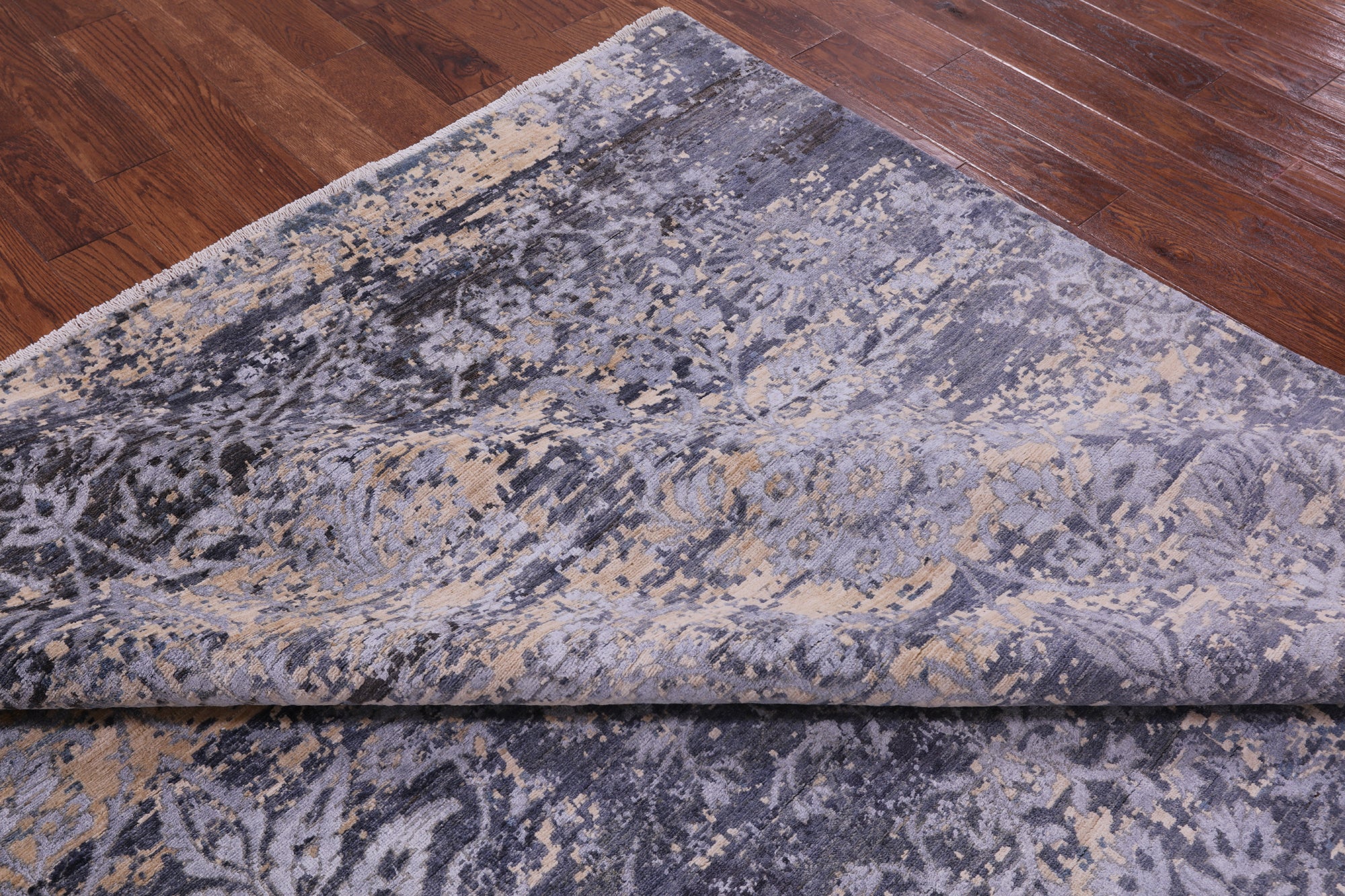Abstract Modern Hand Knotted Wool & Silk Rug - 8' 2" X 10' 0" - Golden Nile