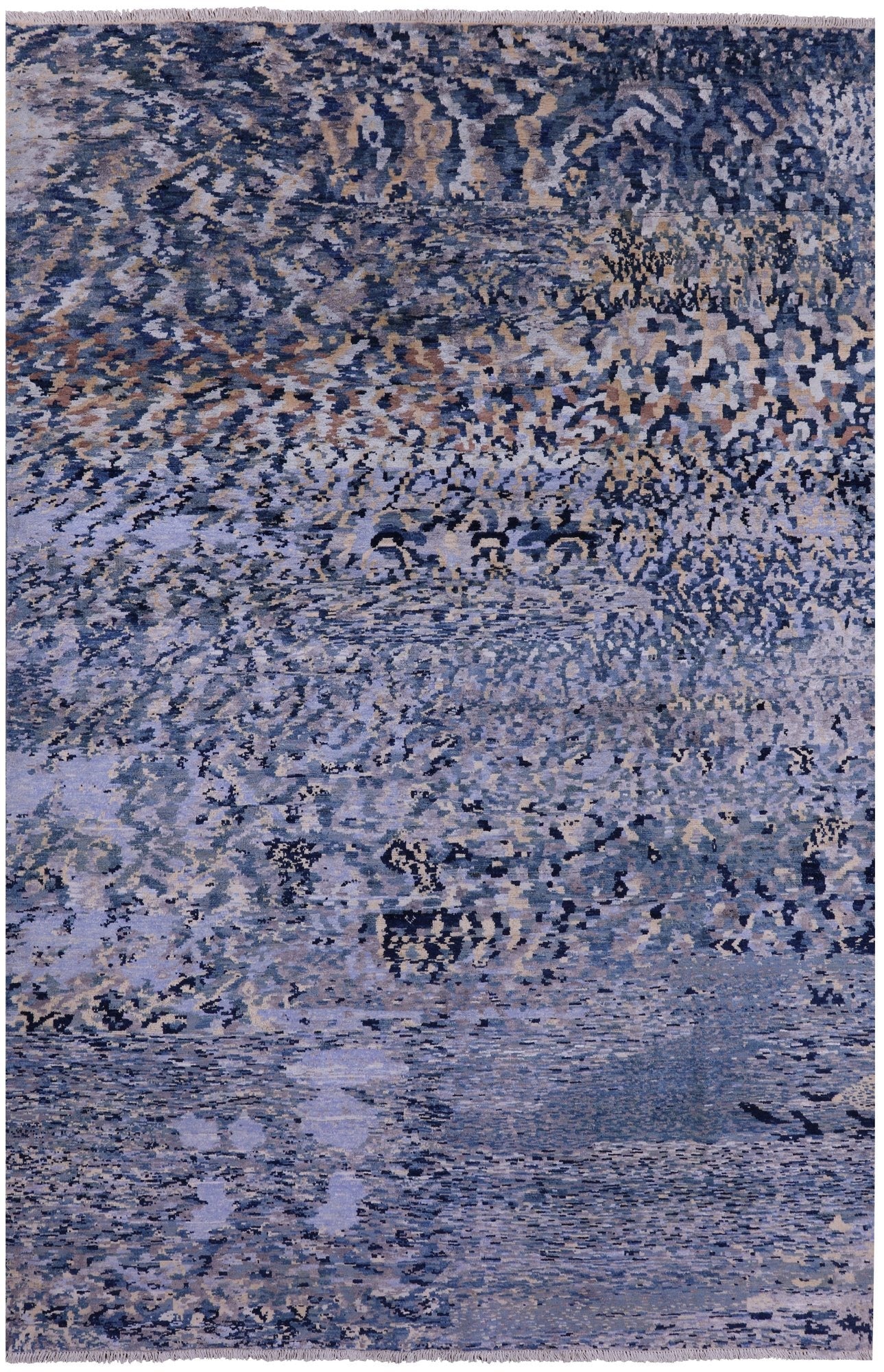 Abstract Contemporary Handmade Wool & Silk Rug - 5' 10" X 8' 9" - Golden Nile