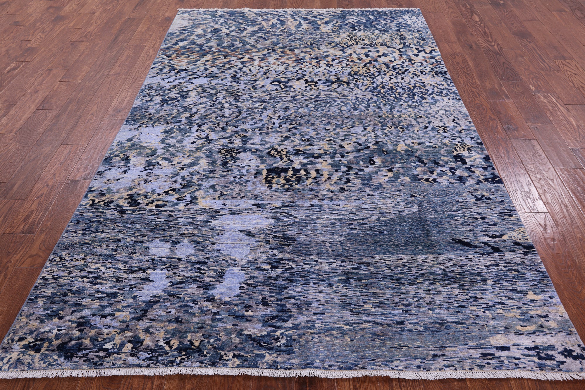 Abstract Contemporary Handmade Wool & Silk Rug - 5' 10" X 8' 9" - Golden Nile