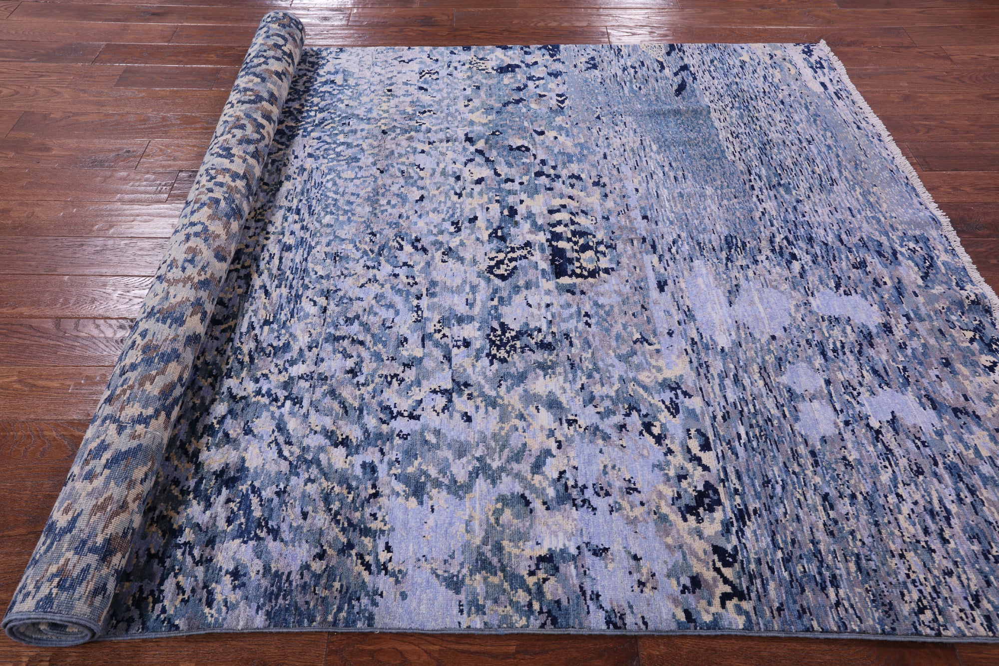 Abstract Contemporary Handmade Wool & Silk Rug - 5' 10" X 8' 9" - Golden Nile