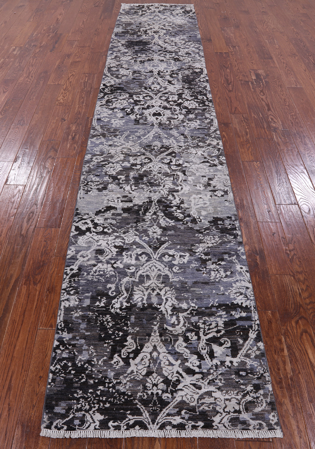 Abstract Modern Handmade Wool & Silk Runner Rug - 2' 10" X 14' 0" - Golden Nile