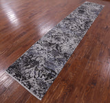 Abstract Modern Handmade Wool & Silk Runner Rug - 2' 10" X 14' 0" - Golden Nile