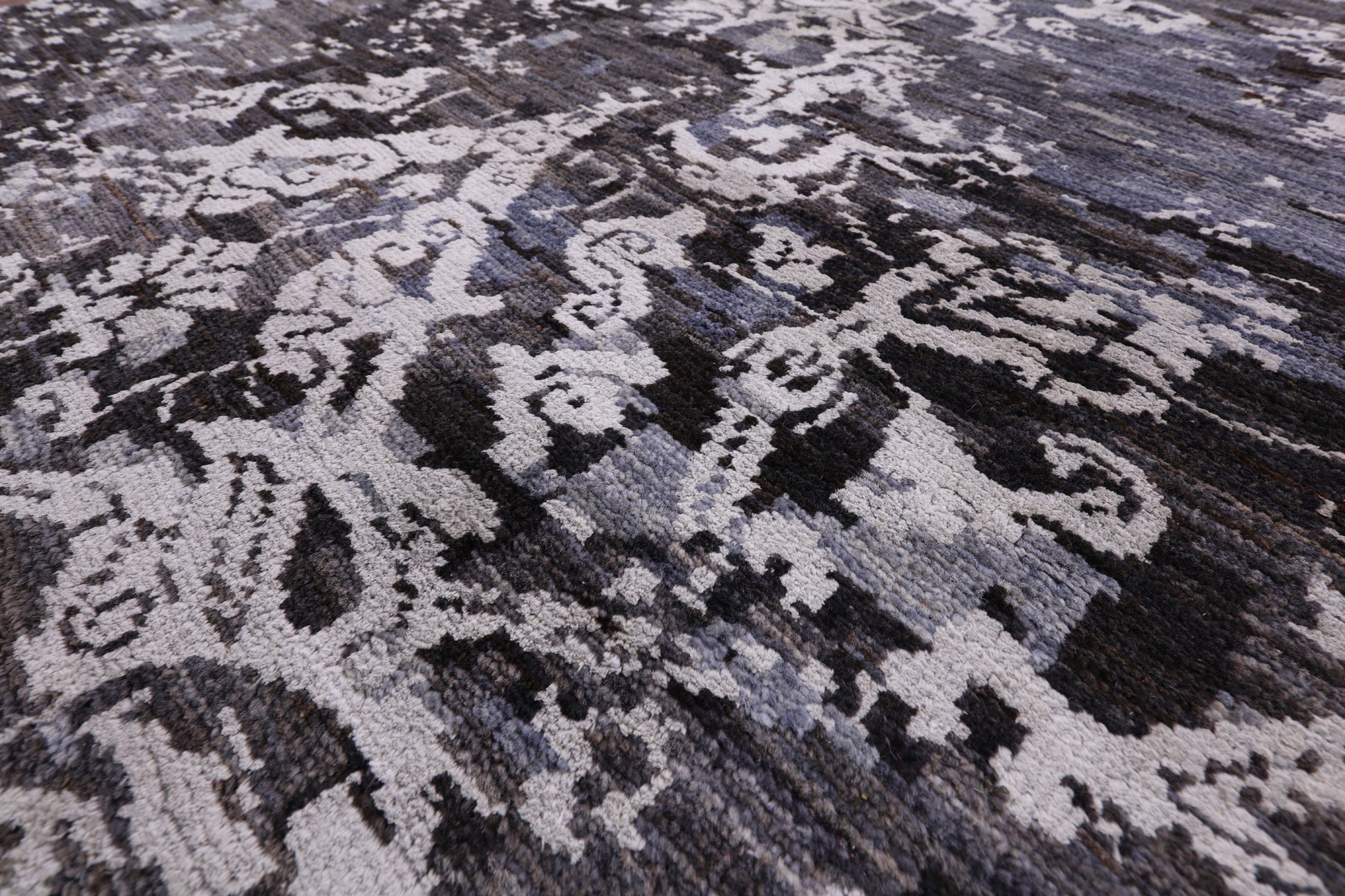Abstract Modern Handmade Wool & Silk Runner Rug - 2' 10" X 14' 0" - Golden Nile