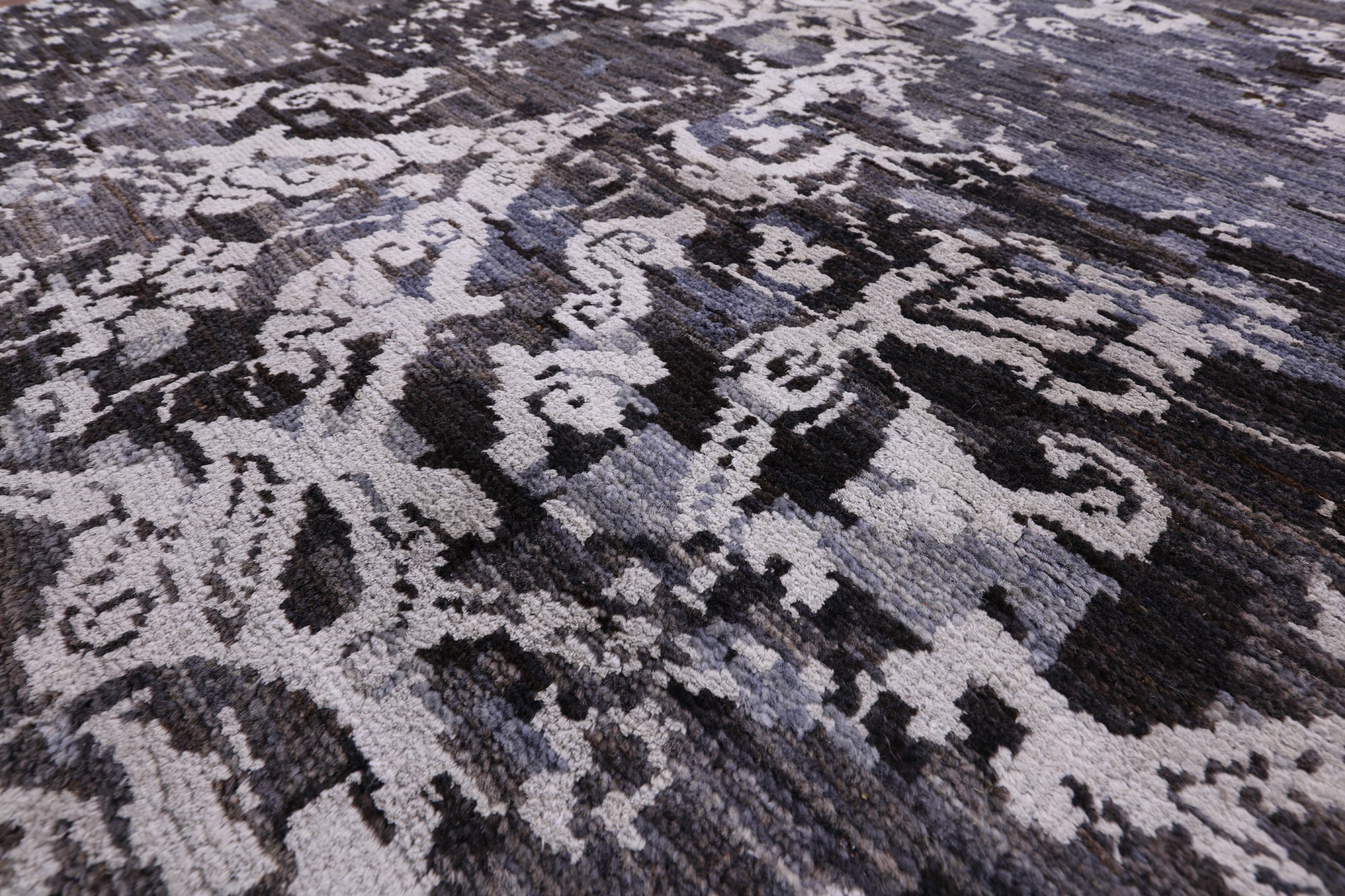 Abstract Modern Handmade Wool & Silk Runner Rug - 2' 10" X 14' 0" - Golden Nile