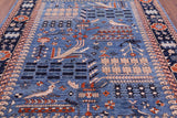 Blue Persian Fine Serapi Hand Knotted Wool Rug - 8' 0" X 9' 11" - Golden Nile