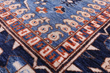 Blue Persian Fine Serapi Hand Knotted Wool Rug - 8' 0" X 9' 11" - Golden Nile