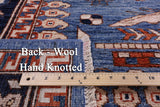 Blue Persian Fine Serapi Hand Knotted Wool Rug - 8' 0" X 9' 11" - Golden Nile