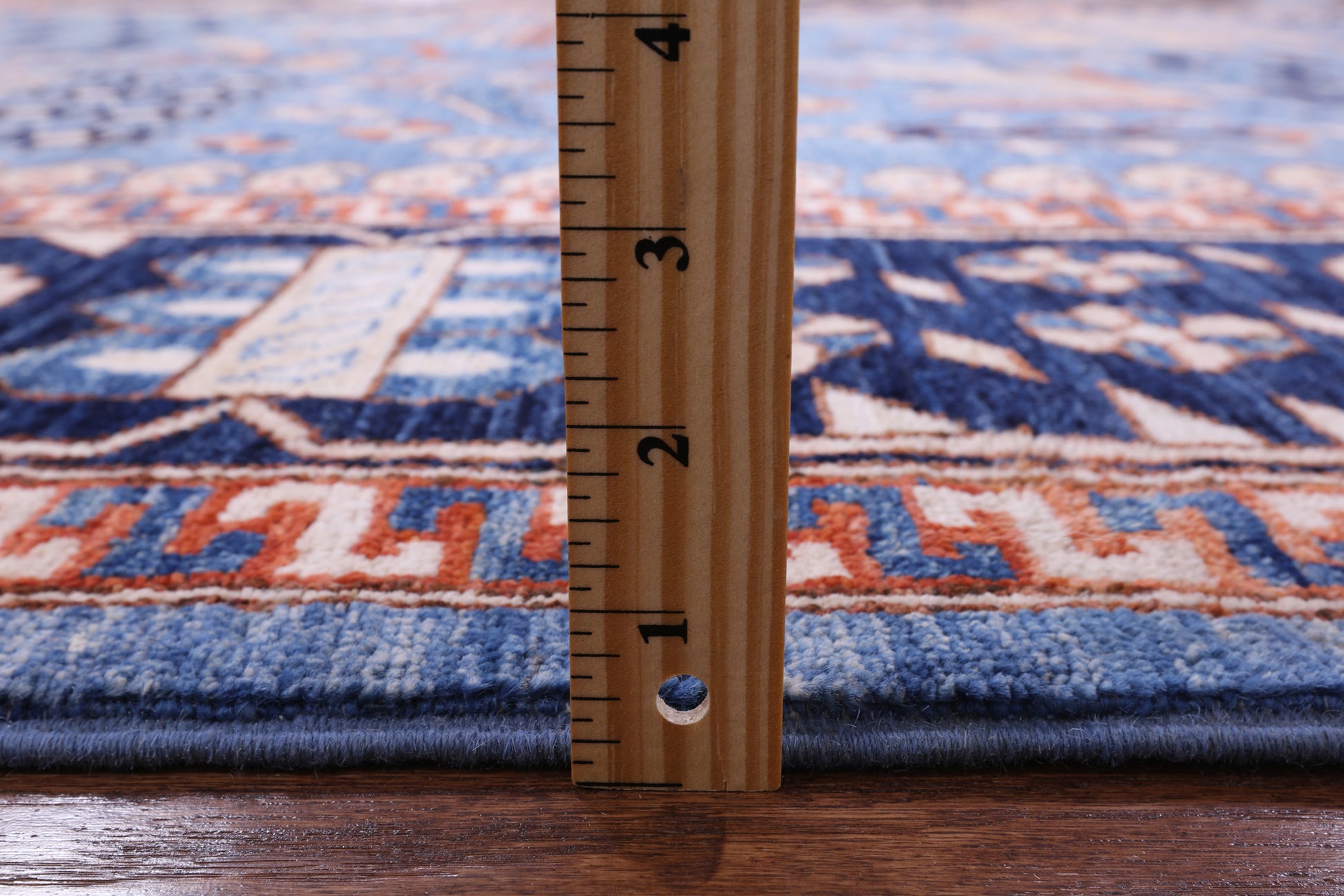 Blue Persian Fine Serapi Hand Knotted Wool Rug - 8' 0" X 9' 11" - Golden Nile