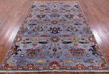 Blue Persian Fine Serapi Handmade Wool Rug - 5' 11" X 8' 9" - Golden Nile