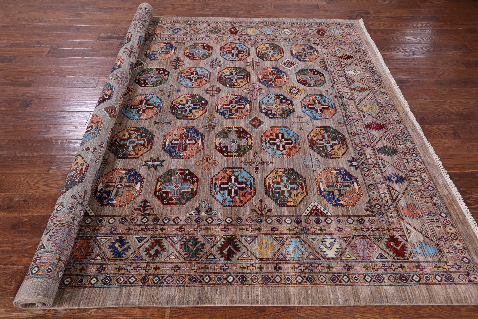 Turkmen Ersari Hand Knotted Wool Rug - 8' 4" X 10' 10" - Golden Nile