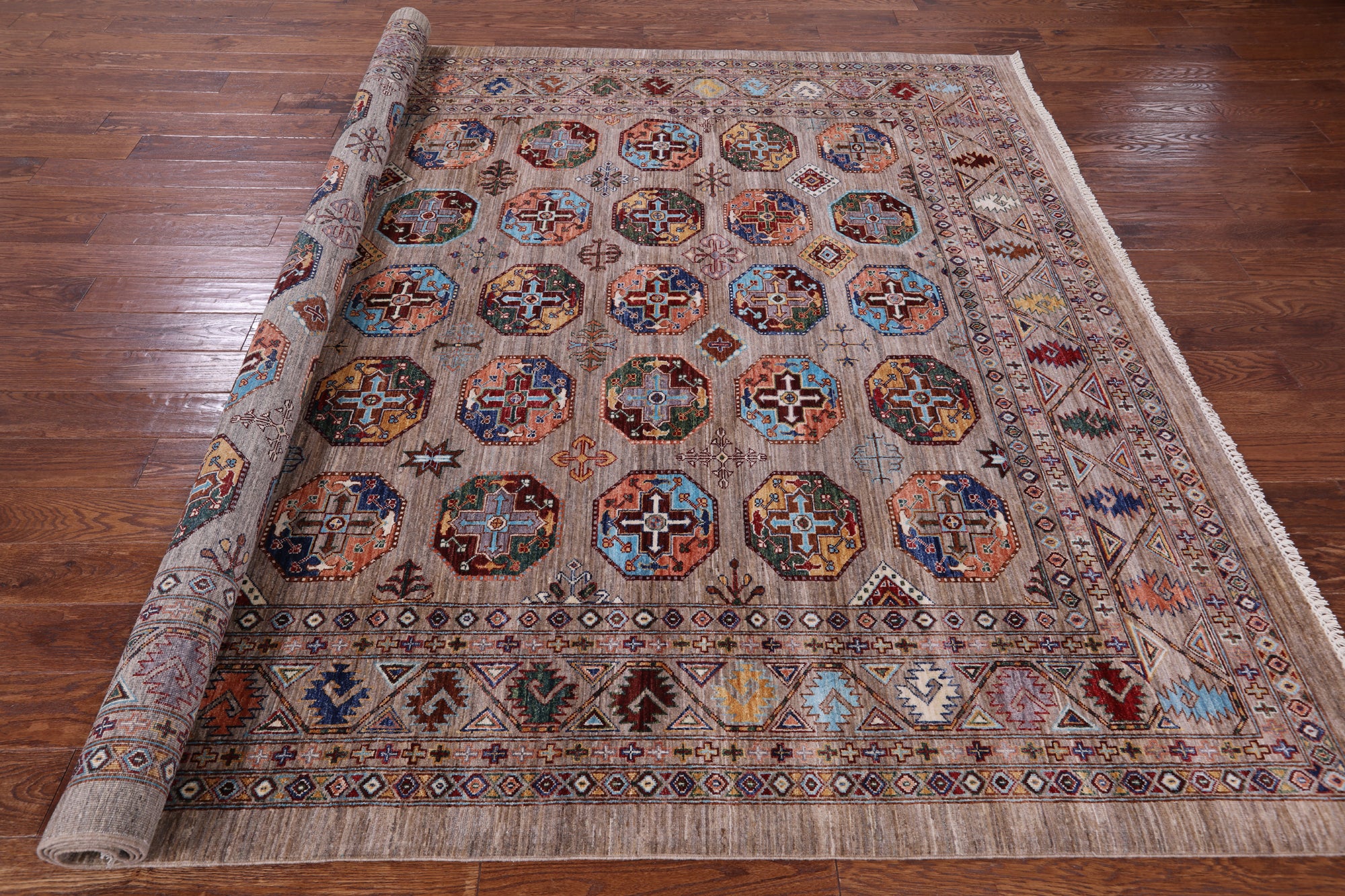 Turkmen Ersari Hand Knotted Wool Rug - 8' 4" X 10' 10" - Golden Nile