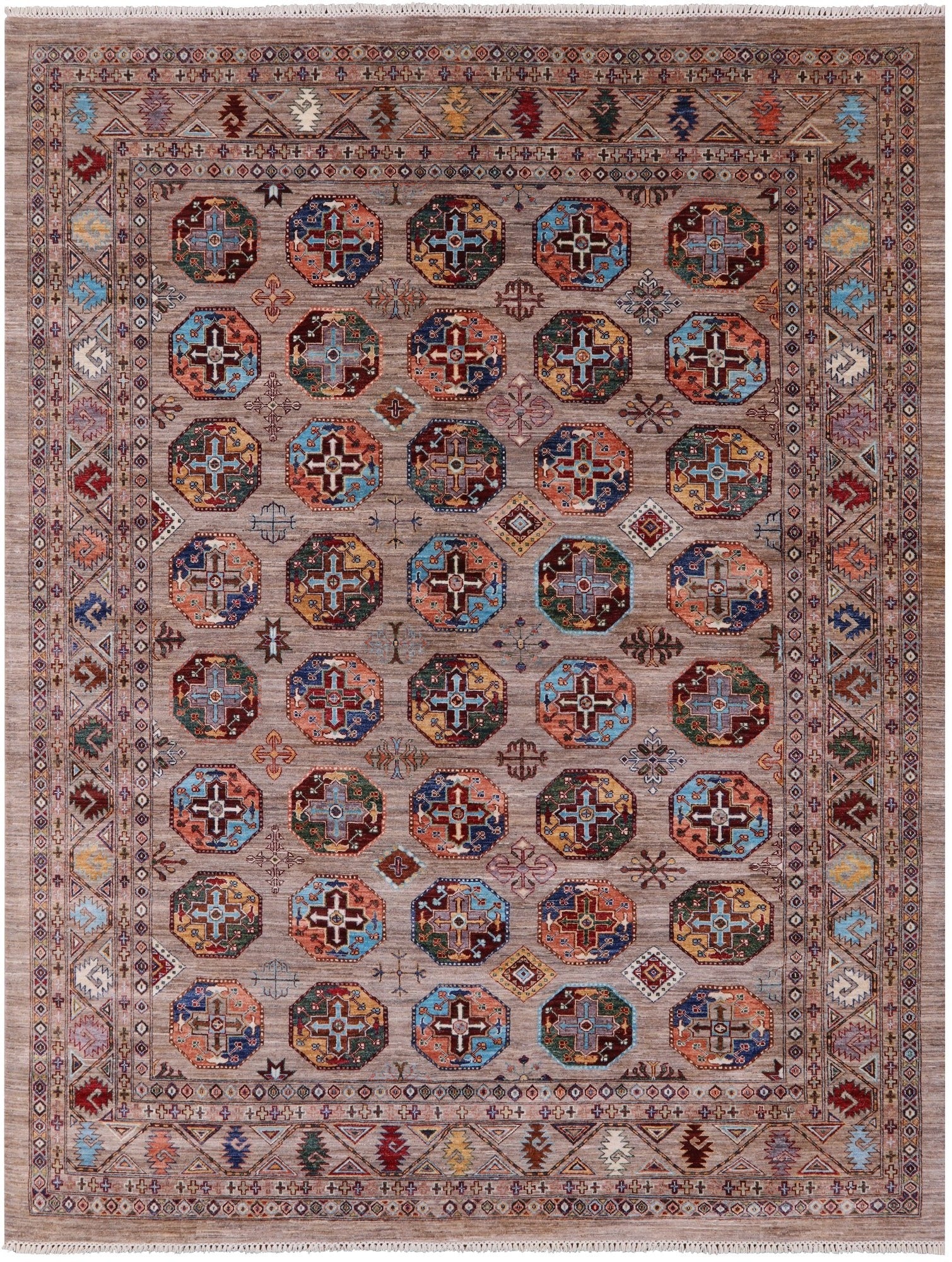 Turkmen Ersari Hand Knotted Wool Rug - 8' 4" X 10' 10" - Golden Nile