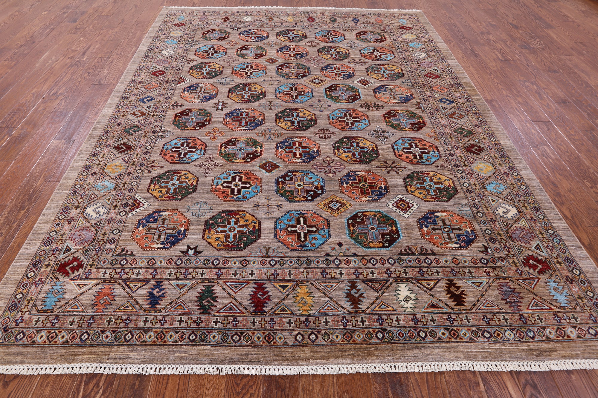 Turkmen Ersari Hand Knotted Wool Rug - 8' 4" X 10' 10" - Golden Nile