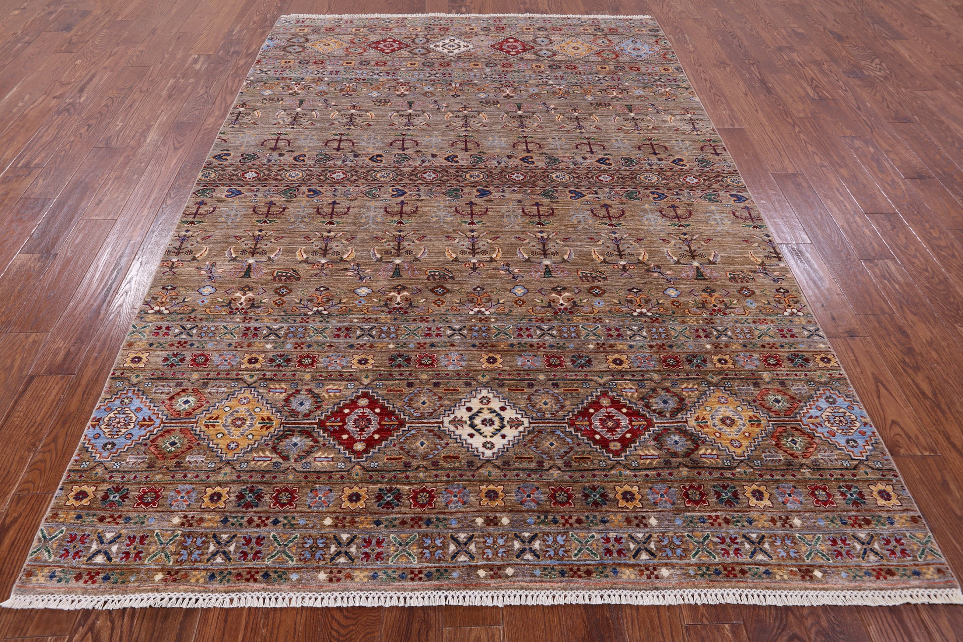 Tribal Persian Gabbeh Hand Knotted Wool Rug - 6' 10" X 9' 9" - Golden Nile