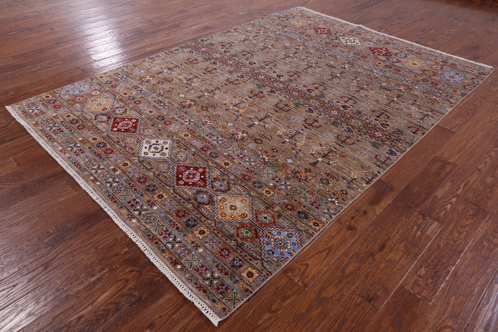 Tribal Persian Gabbeh Hand Knotted Wool Rug - 6' 10" X 9' 9" - Golden Nile