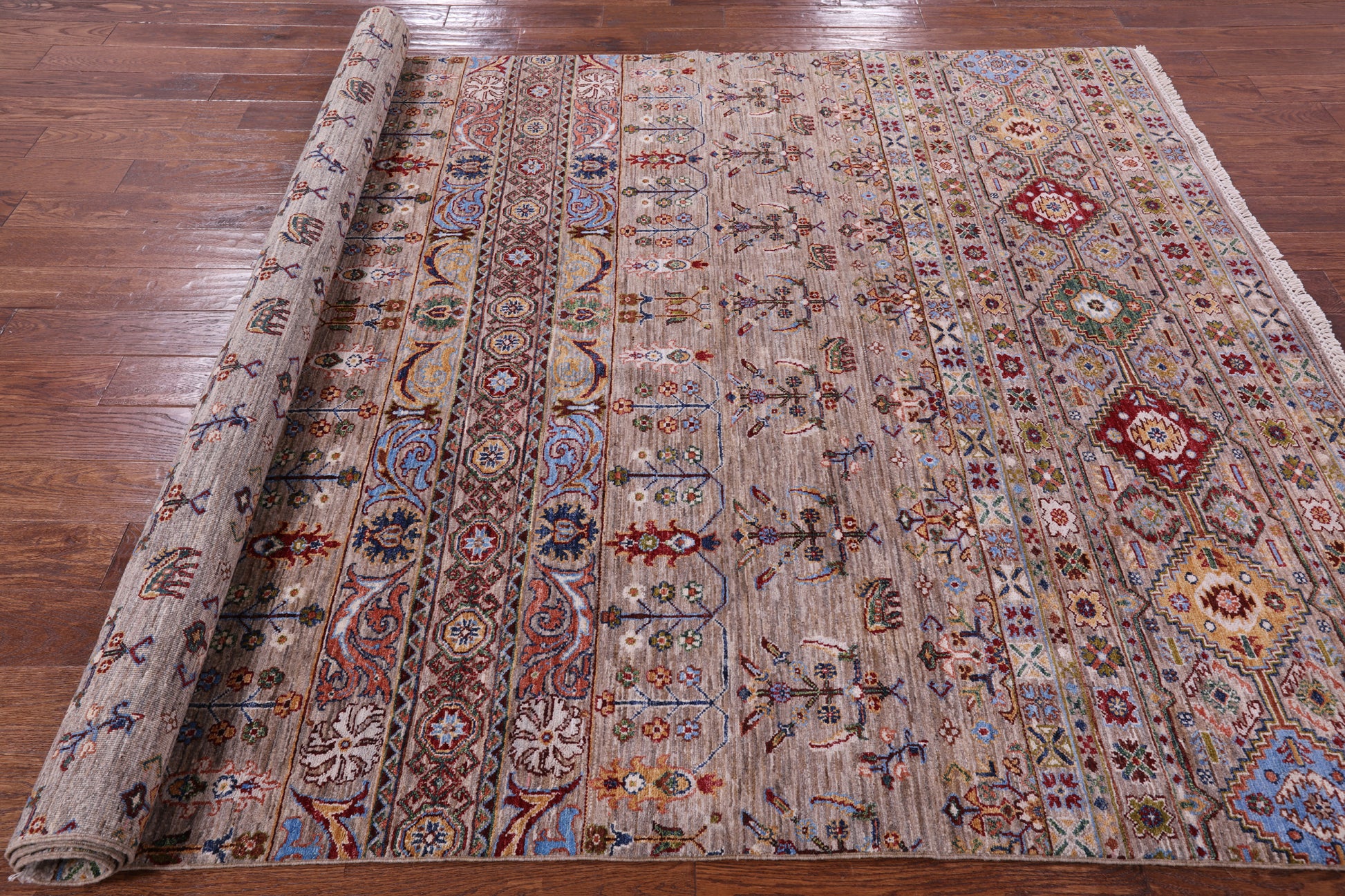 Khorjin Persian Gabbeh Hand Knotted Wool Rug - 6' 8" X 10' 0" - Golden Nile