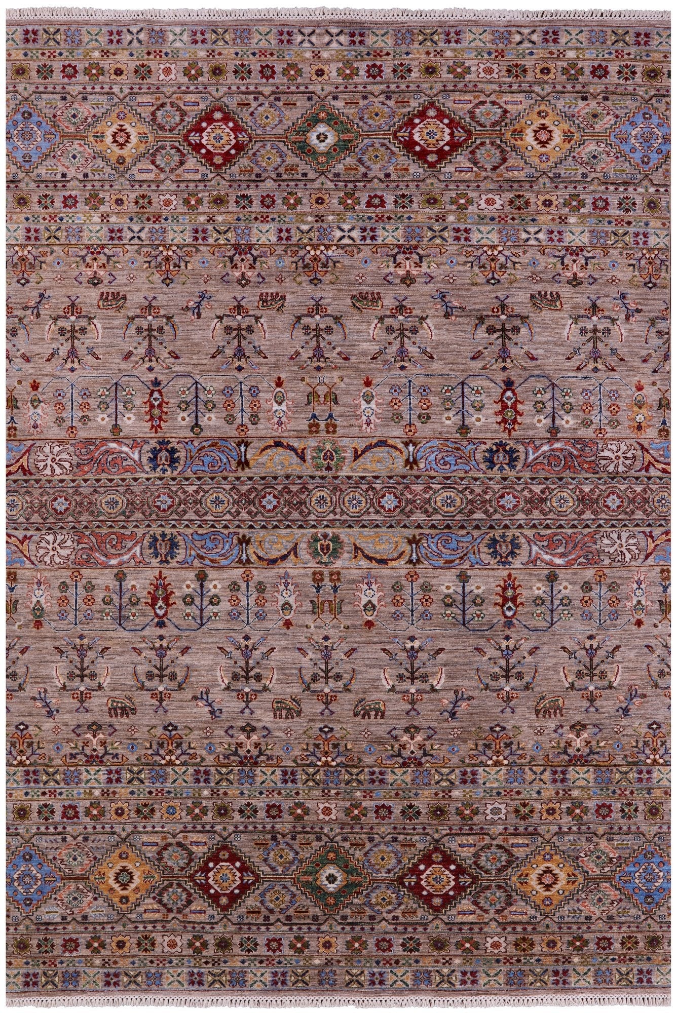 Khorjin Persian Gabbeh Hand Knotted Wool Rug - 6' 8" X 10' 0" - Golden Nile