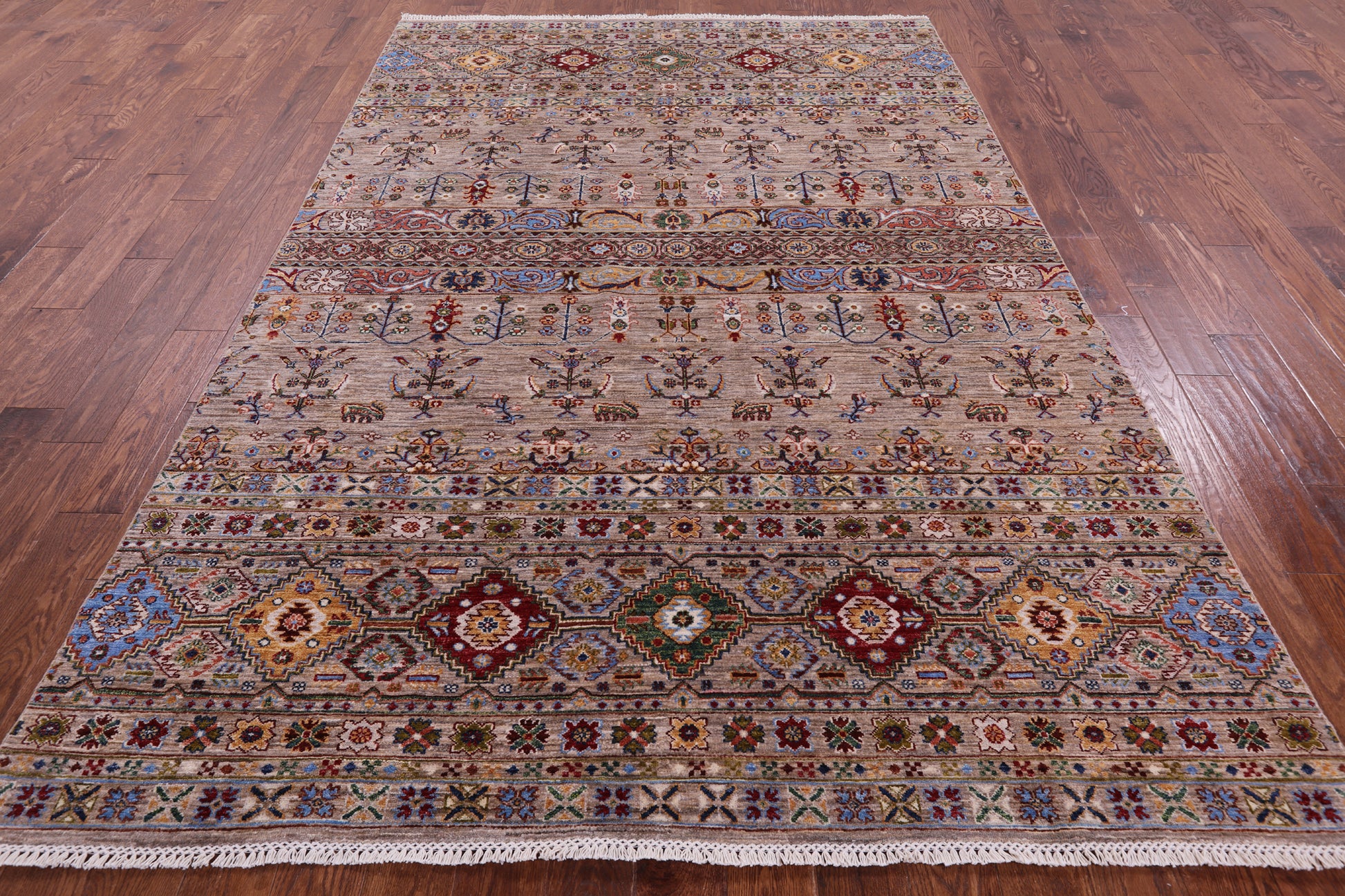 Khorjin Persian Gabbeh Hand Knotted Wool Rug - 6' 8" X 10' 0" - Golden Nile