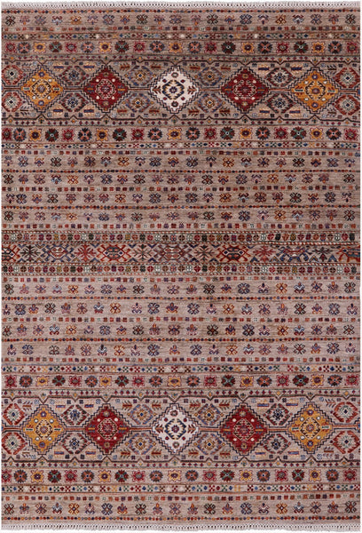 Khorjin Persian Gabbeh Handmade Wool Rug - 5' 9" X 8' 2" - Golden Nile