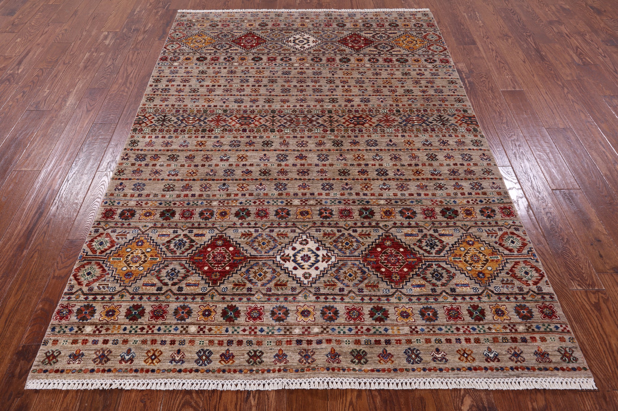 Khorjin Persian Gabbeh Handmade Wool Rug - 5' 9" X 8' 2" - Golden Nile