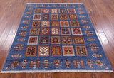 Blue Tribal Persian Gabbeh Hand Knotted Wool Rug - 5' 3" X 6' 5" - Golden Nile