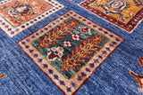 Blue Tribal Persian Gabbeh Hand Knotted Wool Rug - 5' 3" X 6' 5" - Golden Nile