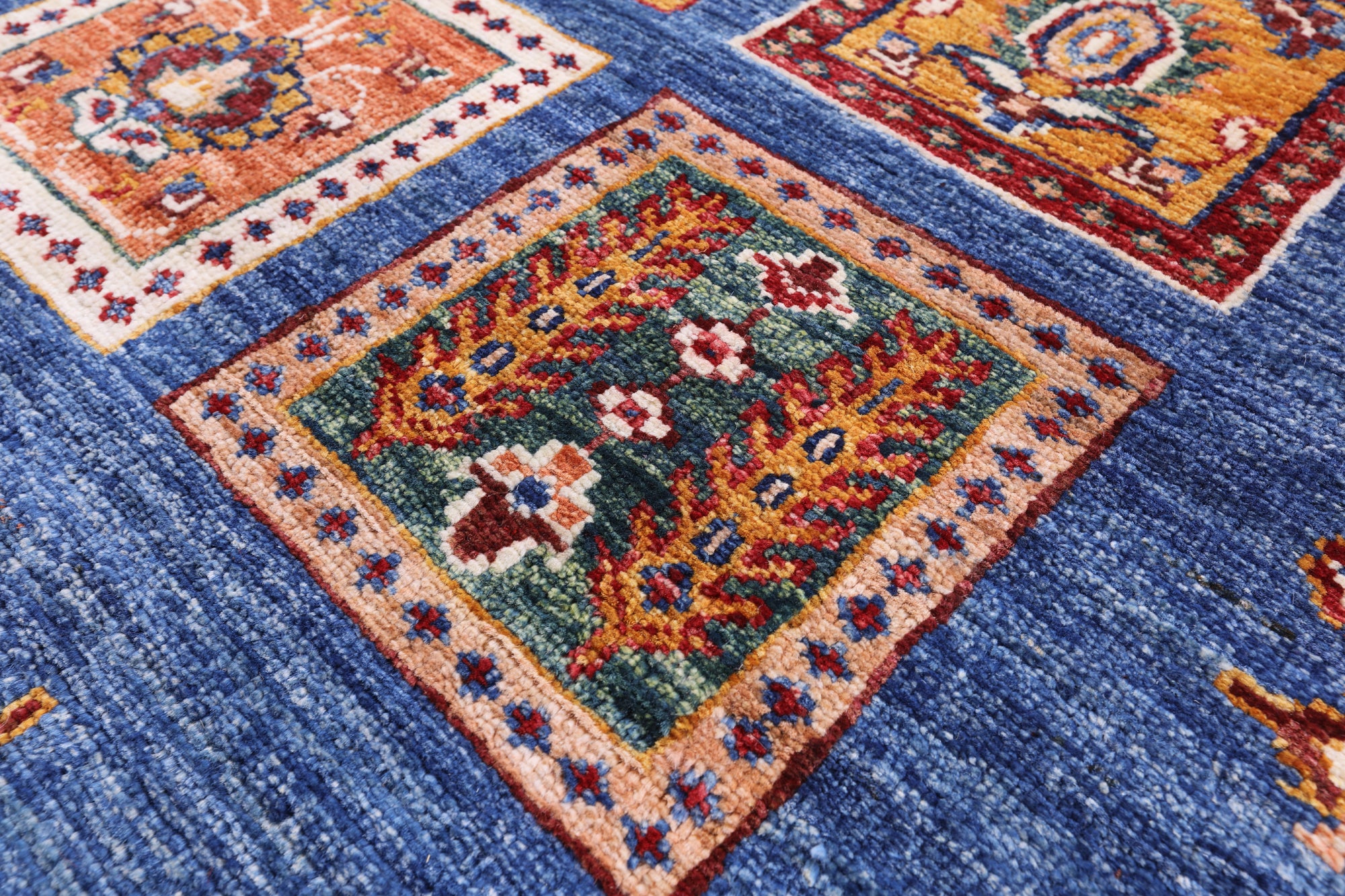 Blue Tribal Persian Gabbeh Hand Knotted Wool Rug - 5' 3" X 6' 5" - Golden Nile