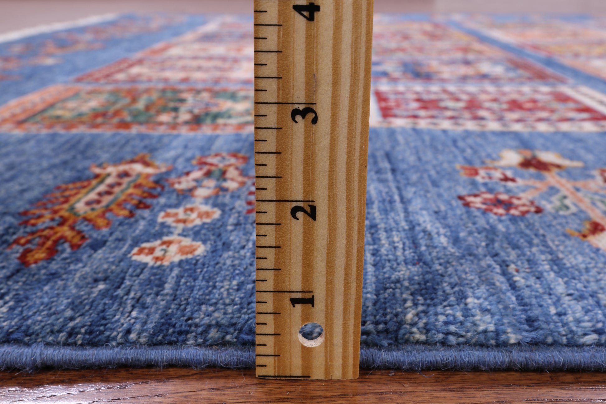 Blue Tribal Persian Gabbeh Hand Knotted Wool Rug - 5' 3" X 6' 5" - Golden Nile