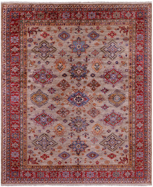 Super Kazak Handmade Wool Rug - 8' 0" X 9' 4" - Golden Nile