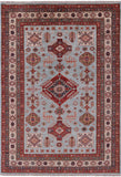 Blue Super Kazak Hand Knotted Wool Rug - 5' 8" X 8' 0" - Golden Nile