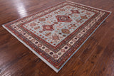 Blue Super Kazak Hand Knotted Wool Rug - 5' 8" X 8' 0" - Golden Nile