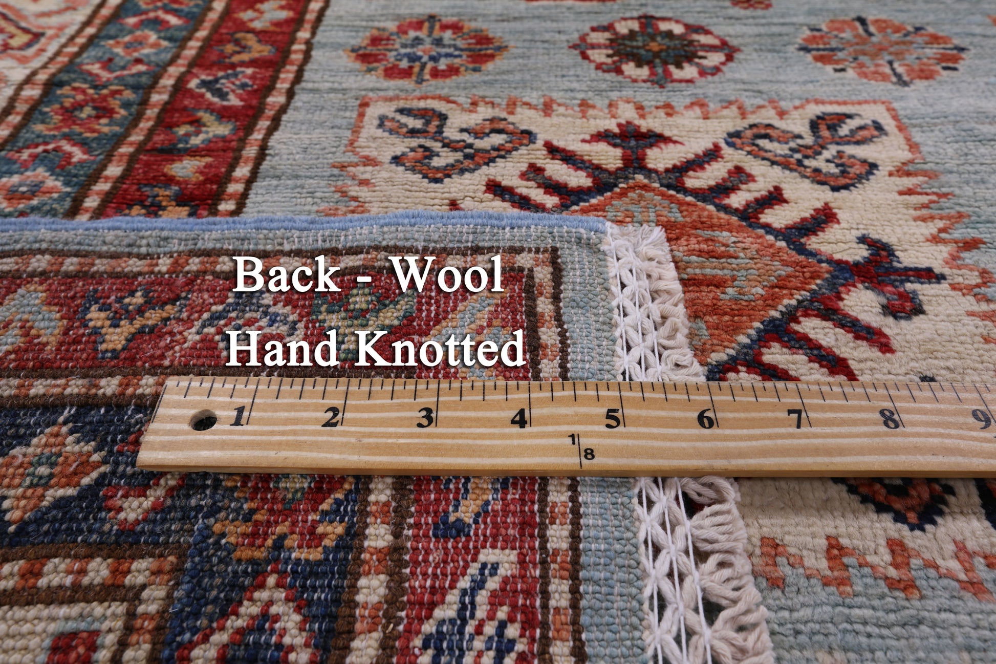Blue Super Kazak Hand Knotted Wool Rug - 5' 8" X 8' 0" - Golden Nile