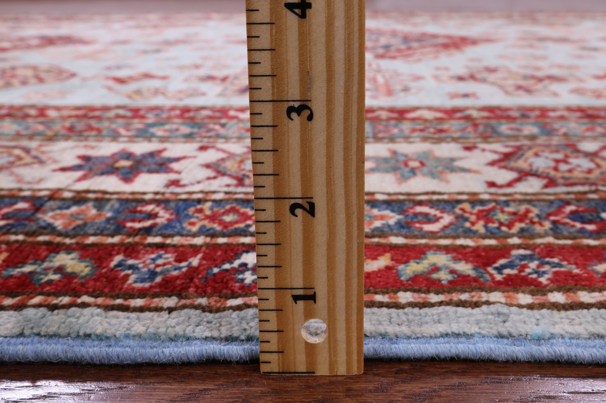 Blue Super Kazak Hand Knotted Wool Rug - 5' 8" X 8' 0" - Golden Nile