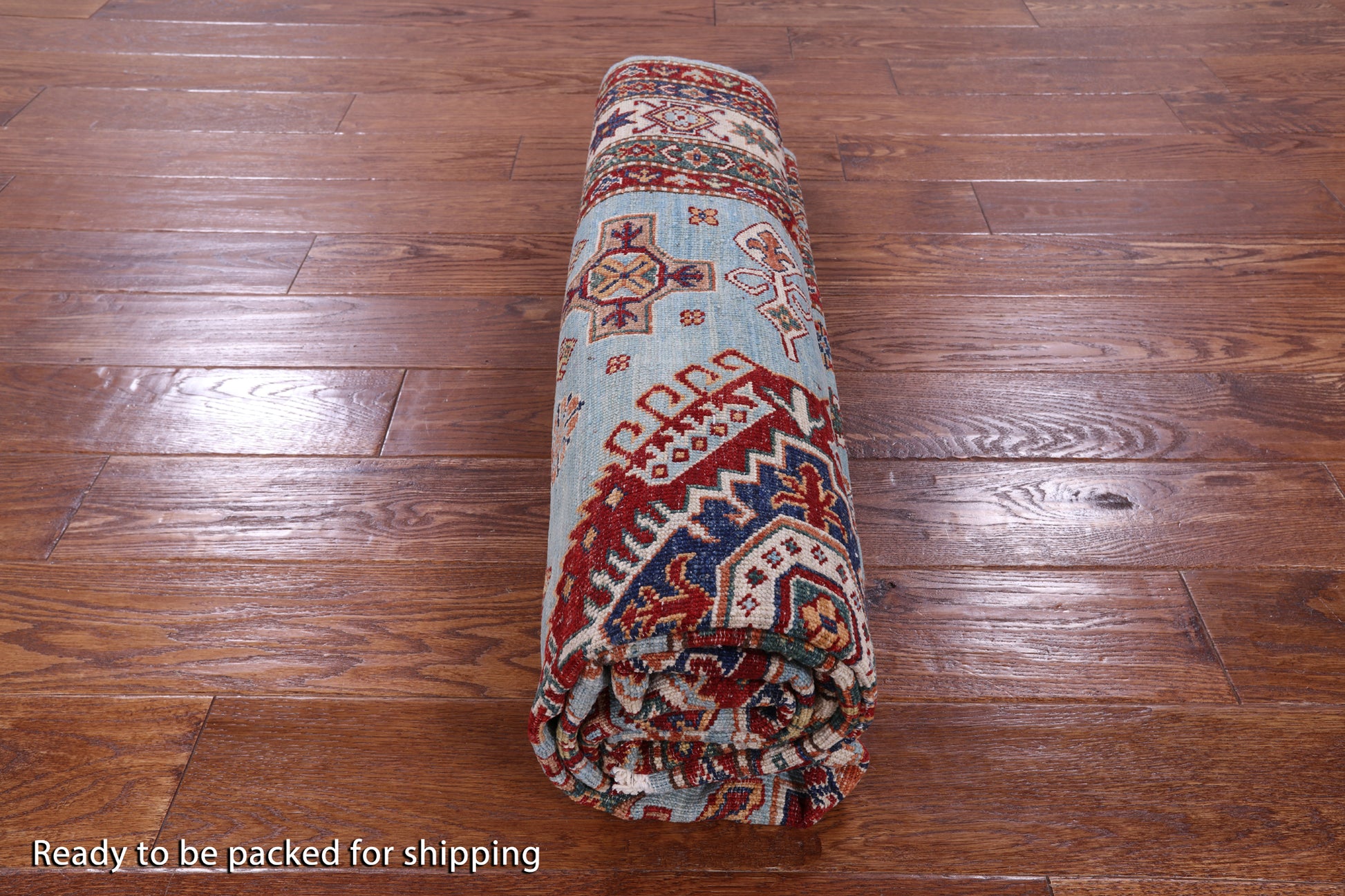 Blue Super Kazak Hand Knotted Wool Rug - 5' 8" X 8' 0" - Golden Nile