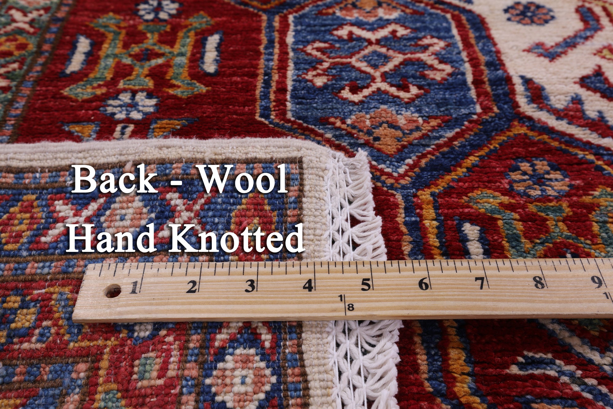 Ivory Super Kazak Handmade Wool Rug - 5' 9" X 8' 3" - Golden Nile