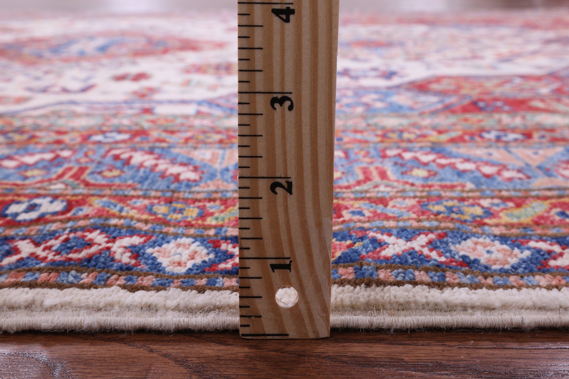 Ivory Super Kazak Handmade Wool Rug - 5' 9" X 8' 3" - Golden Nile