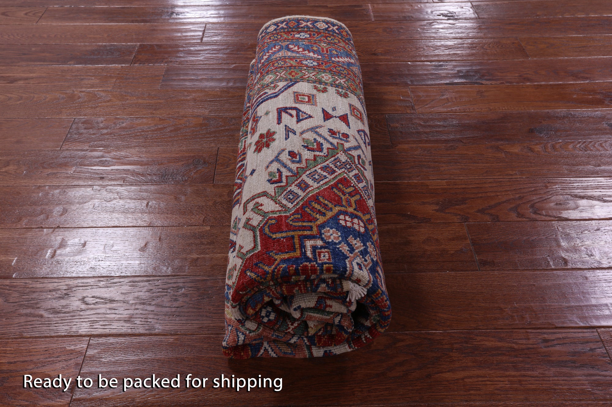 Ivory Super Kazak Handmade Wool Rug - 5' 9" X 8' 3" - Golden Nile