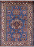 Blue Super Kazak Hand Knotted Wool Rug - 5' 8" X 7' 10" - Golden Nile
